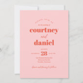 Invitation Mariage de correspondance moderne rose orange tend (Devant)