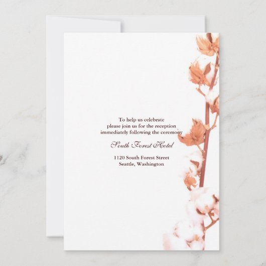 Invitation Mariage de coton blanc rustique (Dos)