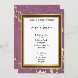 INVITATION MARIAGE DE COUCHE EN MARBRE D'OR CLASSIQUE