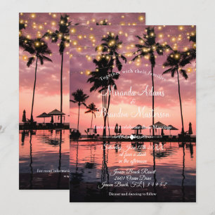 Invitation Mariage de coucher de soleil d'été Tropical Palm B