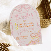 Invitation Mariage de coucher de soleil rose arc dessiné à la