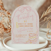 Invitation Mariage de coucher de soleil rose arc dessiné à la