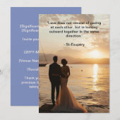 Invitation Mariage de coucher de soleil sur la mer d'Heure d' (Devant / Derrière)