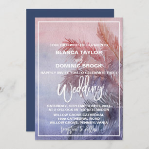Invitation Mariage de coucher de soleil tropical