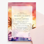 Invitation Mariage de coucher de soleil tropicale aquarelle
