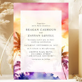 Invitation Mariage de coucher de soleil tropicale aquarelle