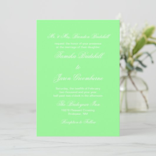 Invitation Mariage de couleur complémentaire de couleur vert  (Debout devant)
