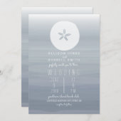 Invitation Mariage de couleur d'eau Chambray + dollar de sabl (Devant / Derrière)