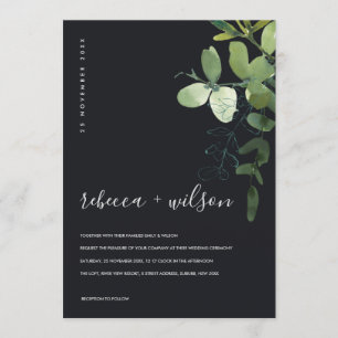 INVITATION MARIAGE DE COULEUR D'EAU EN VERT NOIR EUCALYPTUS F