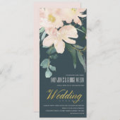 INVITATION MARIAGE DE COULEUR D'EAU FLORALE BUNCH BLUSH GOLD (Devant / Derrière)