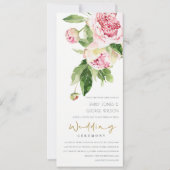 INVITATION MARIAGE DE COULEUR D'EAU FLORALE FLEURIE BLANC DOU (Devant)