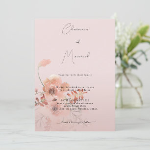 Invitation Mariage de couleur d'eau rose pâle simple