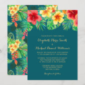 Invitation Mariage de couleur d'eau tropicale (Devant / Derrière)