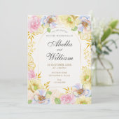 Invitation Mariage de couleur douce florale (Debout devant)
