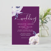 Invitation Mariage de couleur et de fleurs Lilac moderne Cass (Debout devant)