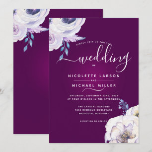 Invitation Mariage de couleur et de fleurs Lilac moderne Cass