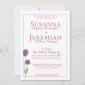 Invitation Mariage de couleur Fleur sauvage rose (Devant)