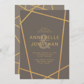 Invitation Mariage de couleur modifiable de bronze géométriqu (Devant / Derrière)
