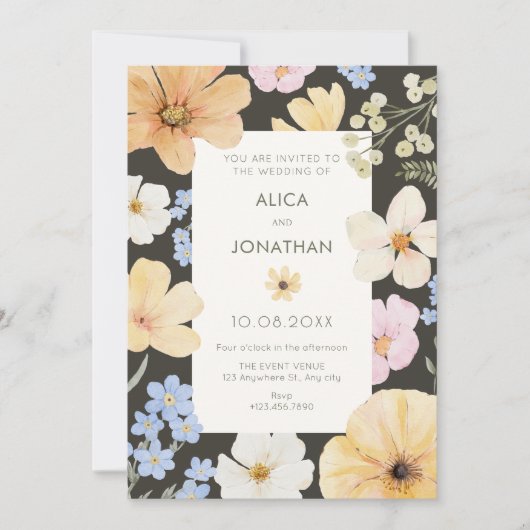 Invitation Mariage de couleur pastel floral (Devant)