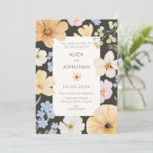 Invitation Mariage de couleur pastel floral (Debout devant)