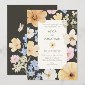 Invitation Mariage de couleur pastel floral (Devant / Derrière)