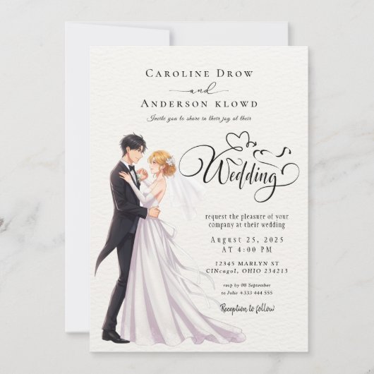 Invitation Mariage de Couple Anime (Devant)