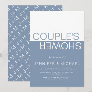 Invitation Mariage de couple couleur bloc poussiéreux bleu bl