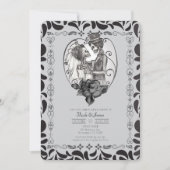 Invitation Mariage de couple d'amour de squelette Danse de fi (Devant)