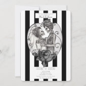 Invitation Mariage de couple d'amour de squelette Danse gothi (Devant)