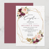 Invitation Mariage de couple de couleur bordeaux et blush géo (Devant / Derrière)