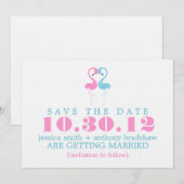 Invitation Mariage de couple de flamants rose Enregistrez la  (Devant / Derrière)