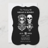 Invitation Mariage de couple de squelettes gothiques (Devant)