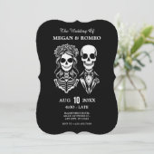 Invitation Mariage de couple de squelettes gothiques (Debout devant)
