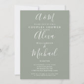 Invitation Mariage de couple élégant Script Monogram Vert Sau (Devant)