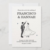 Invitation Mariage de couple fantaisiste dessiné à la main (Devant)
