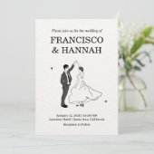 Invitation Mariage de couple fantaisiste dessiné à la main (Debout devant)