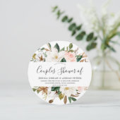 Invitation Mariage de couple Fleurs blanches et roses (Debout devant)