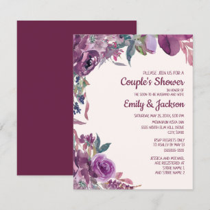 Invitation Mariage de couple floral violet lilas bohème