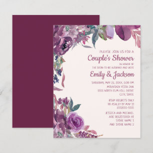 Invitation Mariage de couple floral violet lilas bohème
