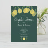 Invitation Mariage de couples avec citrons Vert émeraude (Debout devant)