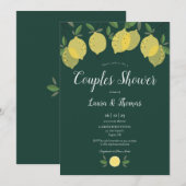 Invitation Mariage de couples avec citrons Vert émeraude (Devant / Derrière)