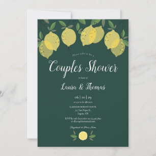 Invitation Mariage de couples avec citrons Vert émeraude