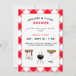 Invitation Mariage de couples Grillant & Réparant Cadeau de d