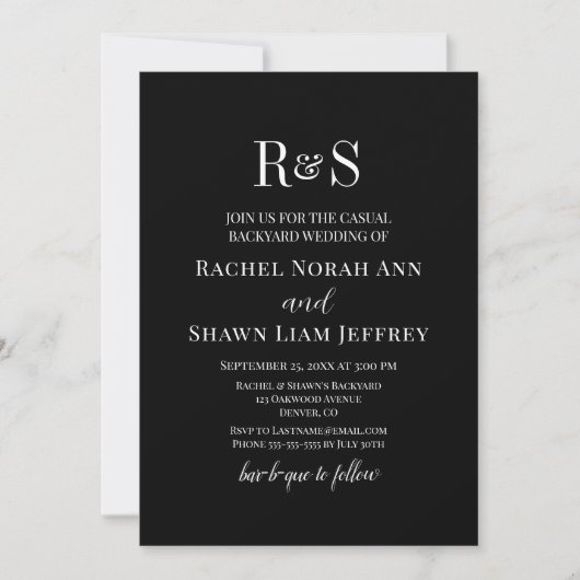 Invitation Mariage de Cour dans le Jardin avec Monogramme en (Devant)