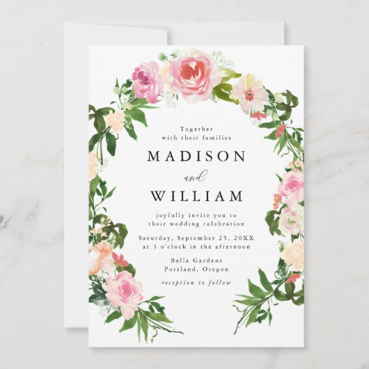 Invitation Mariage de courge de fleurs rose pâle (Devant)