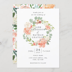 Invitation Mariage de courge florale de couleur d'eau vive