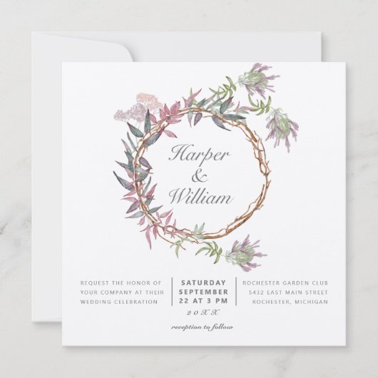 Invitation mariage de courge tropicale feuille (Devant)