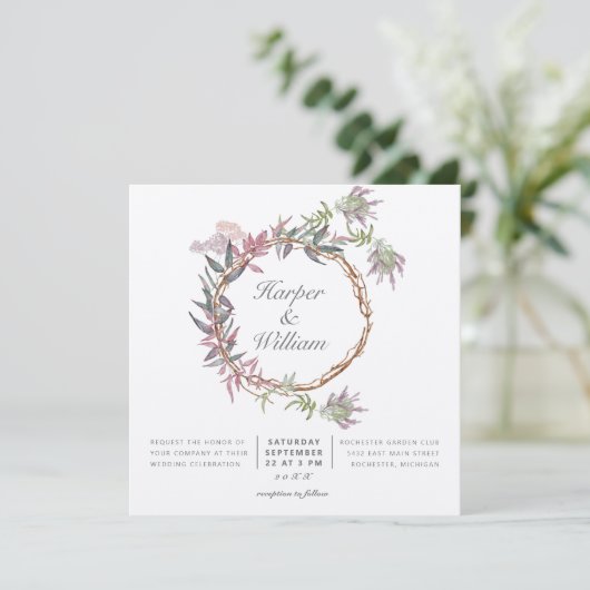 Invitation mariage de courge tropicale feuille (Debout devant)