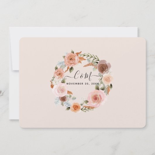 Invitation Mariage de courme d'aquarelle rose virtuel (Dos)