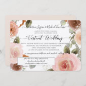 Invitation Mariage de courme d'aquarelle rose virtuel (Devant / Derrière)